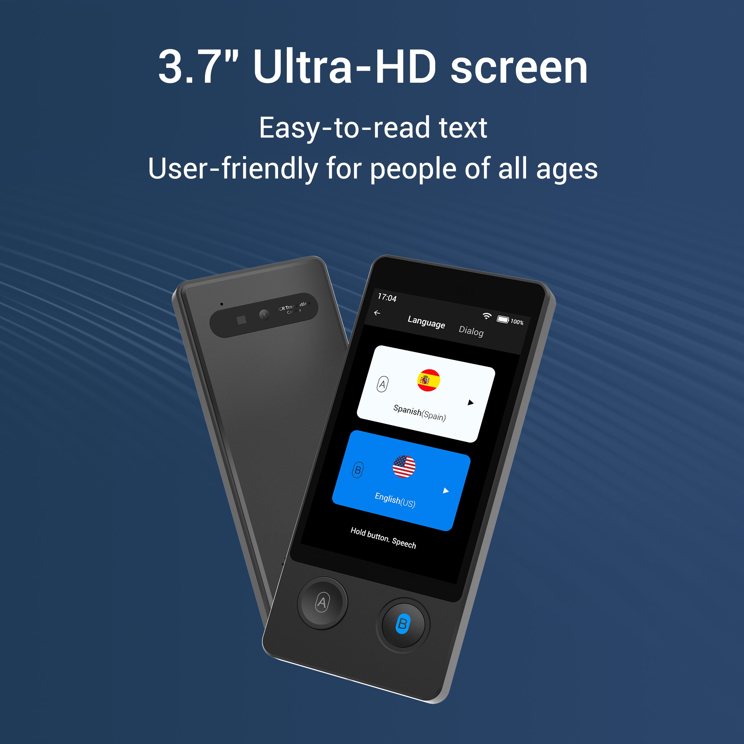 Anfier Translator Device W12S Support 144 Languages and Accents 98% High Accuracy Rapid Two Way Translation in 1s with Protective Case and Lanyard W12S Black