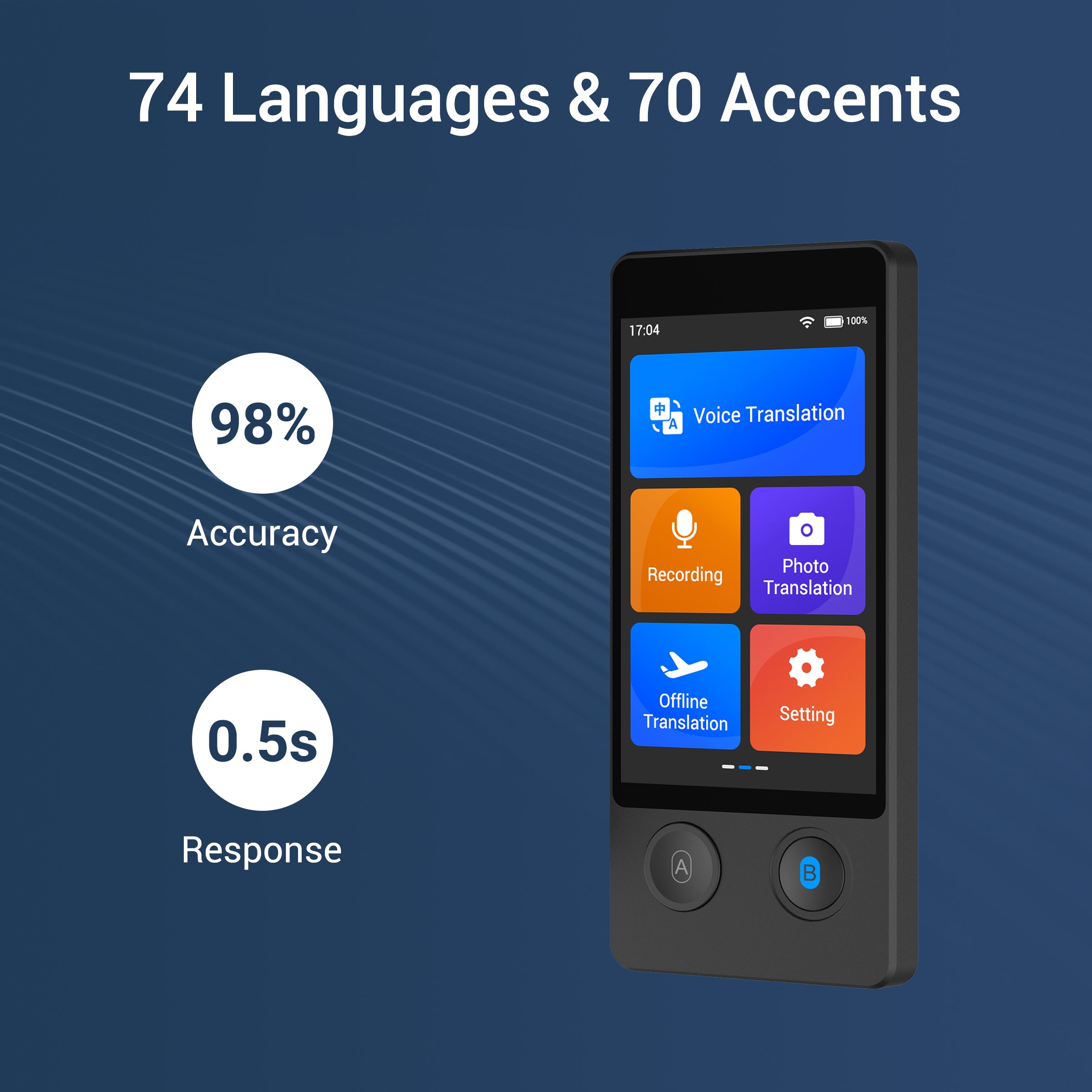 Anfier Translator Device W12S Support 144 Languages and Accents 98