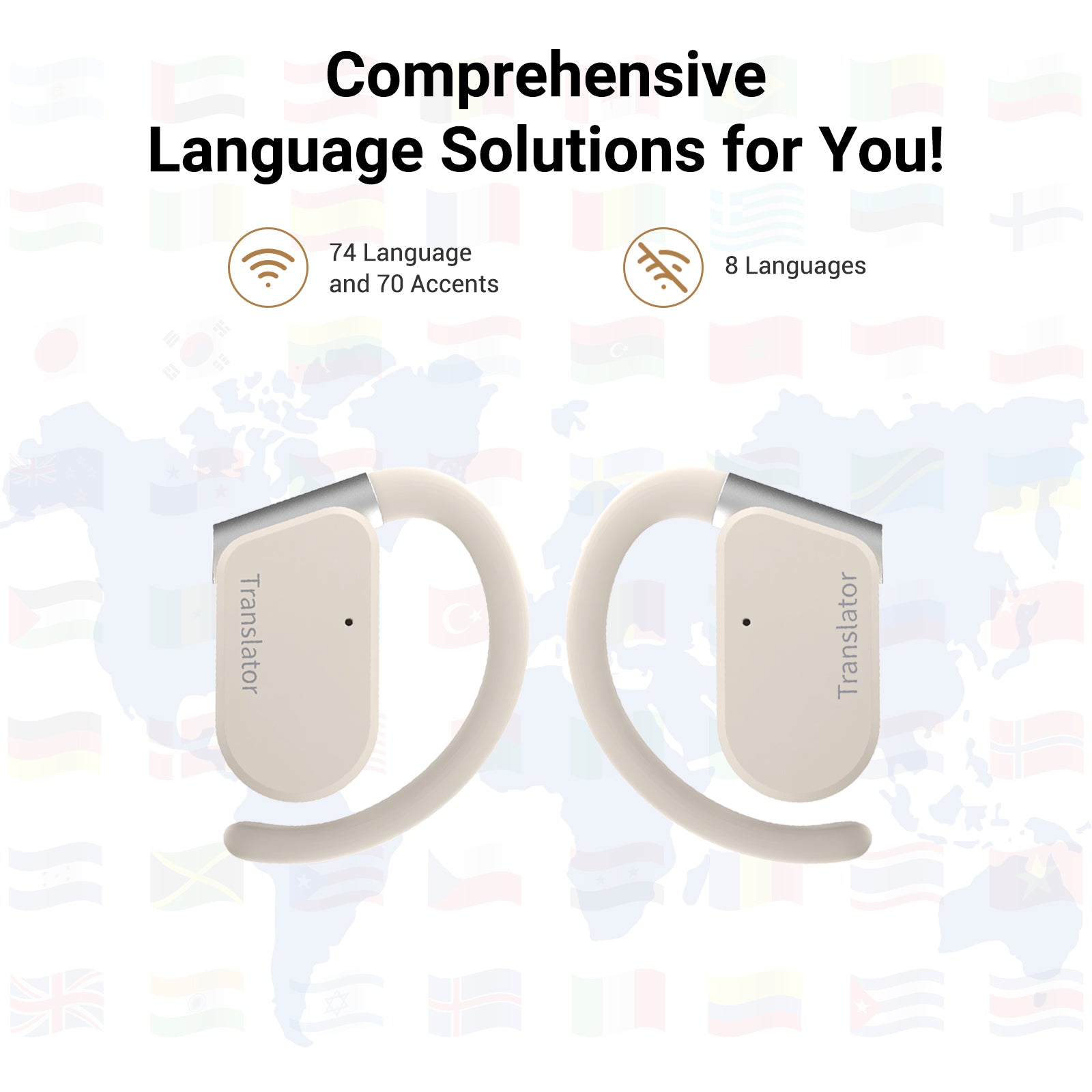Anfier M9 Open-Ear AI Translator Earbuds | Travel Translation Earbuds