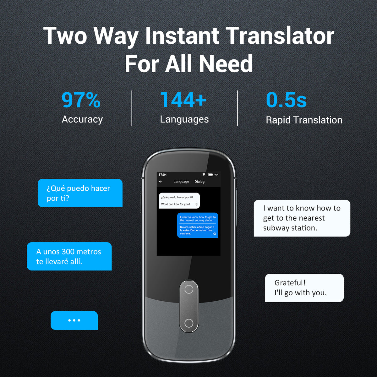 Anfier Offline Language Voice Translator Device W09 PRO for 144 Langua ...