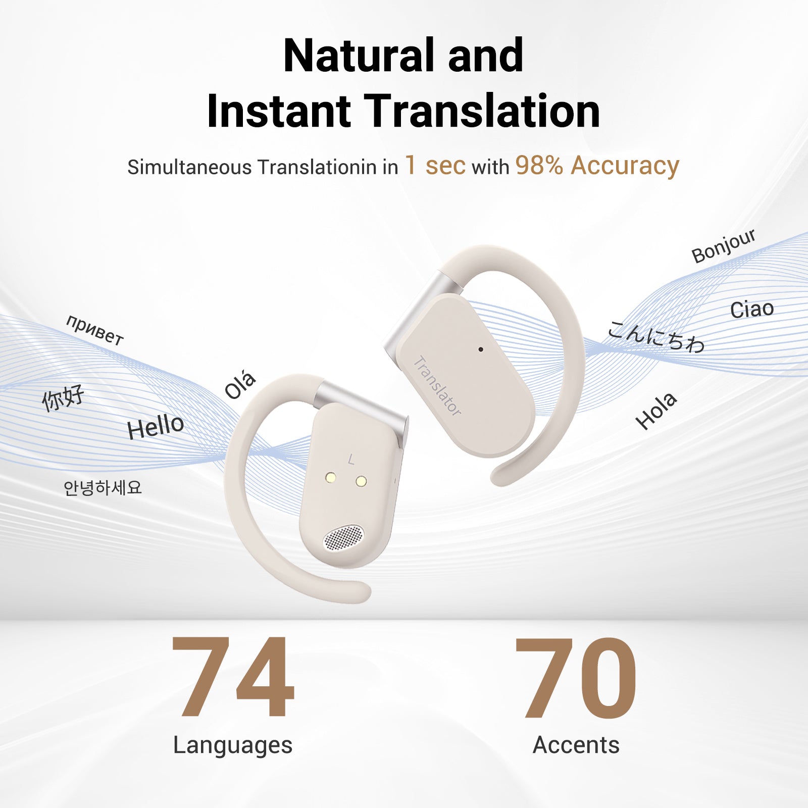 ANFIER M9 AI Language Translator Earbuds Open-Ear Headphones